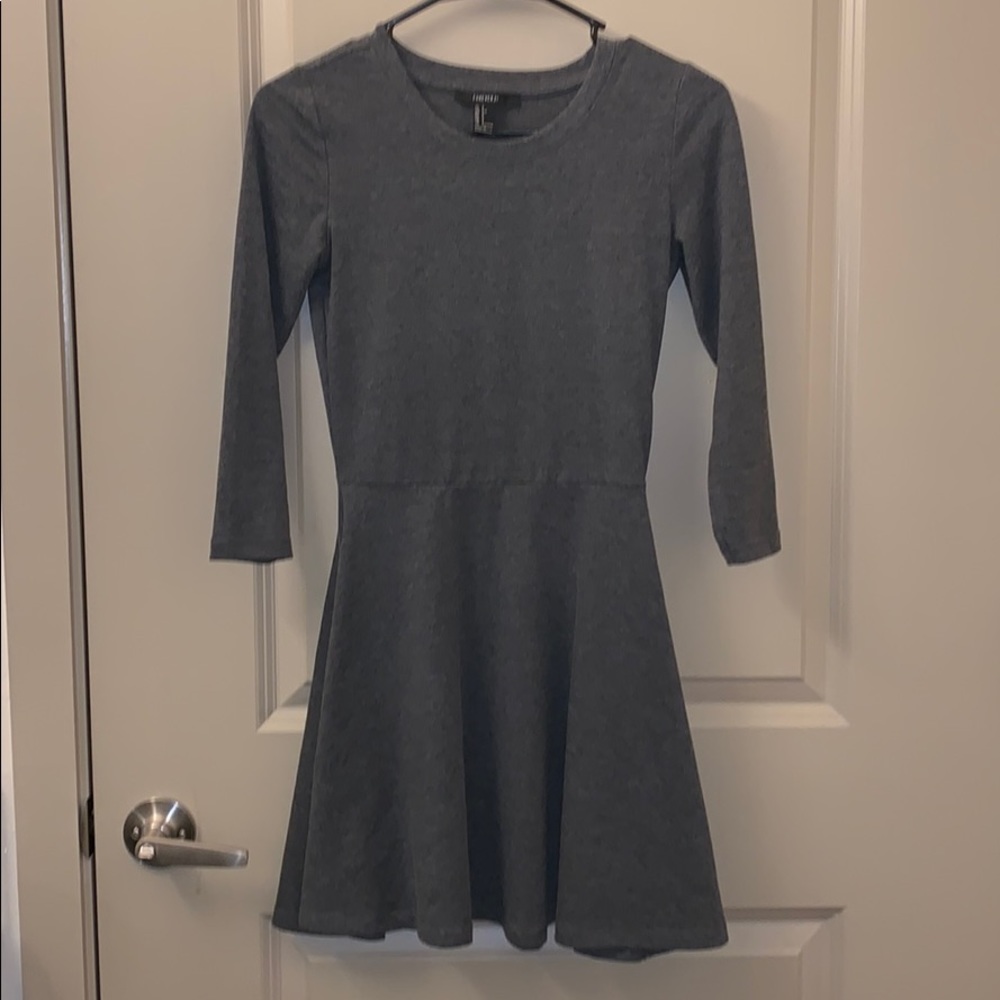 Long sleeve grey skater dress